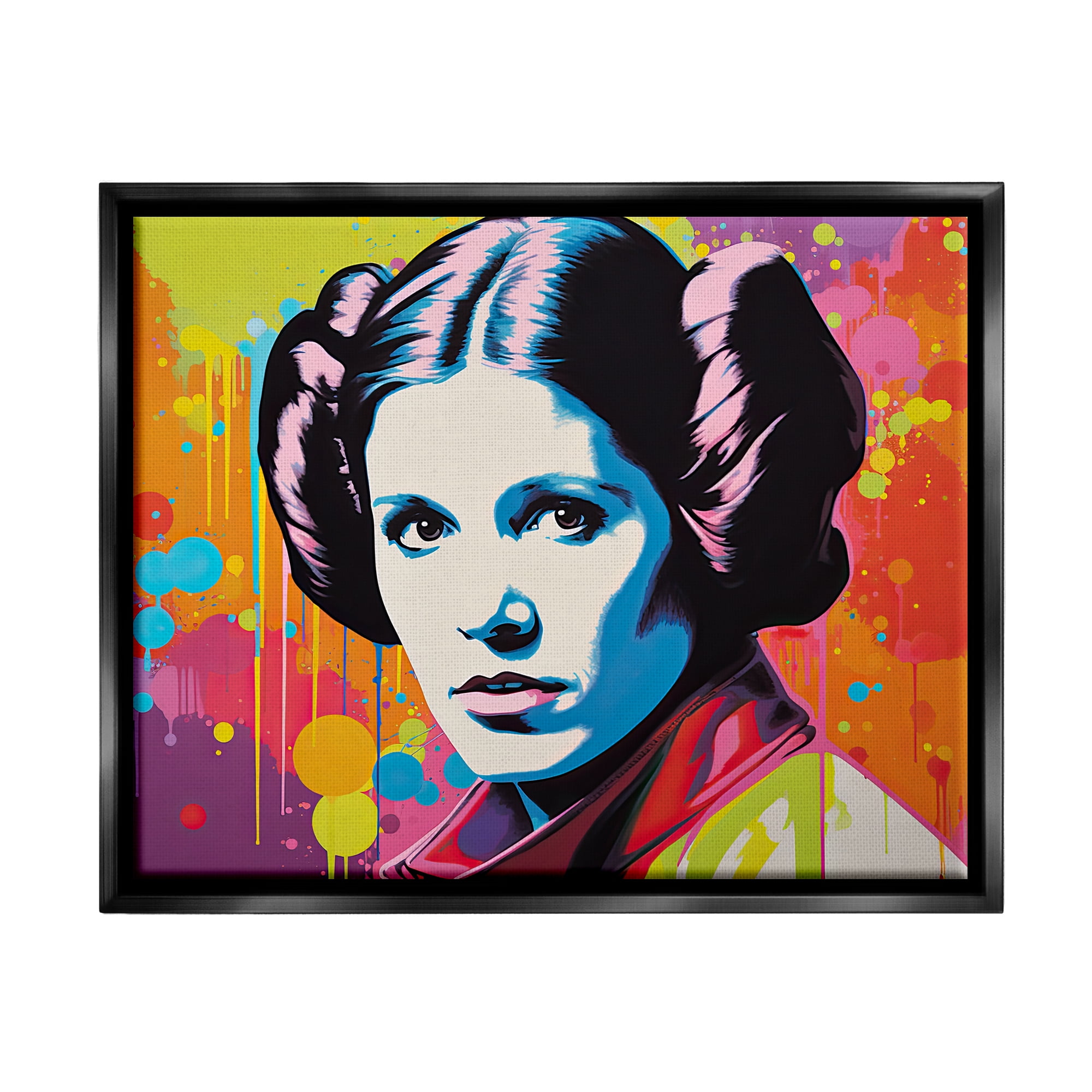 Stupell Industries Paint Splash Leia Fairy Tales & Fantasy Painting Black Floater Framed Canvas Art Print Wall Art, 31 x 25
