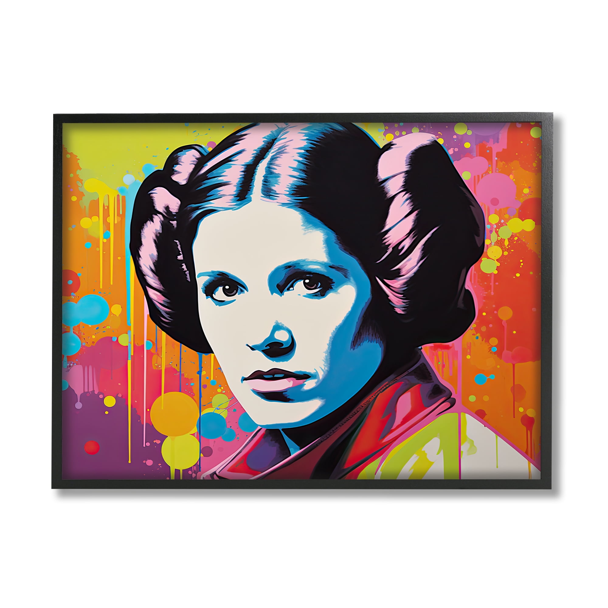 Stupell Industries Paint Splash Leia Fairy Tales & Fantasy Painting Black Framed Art Print Wall Art, 14 x 11