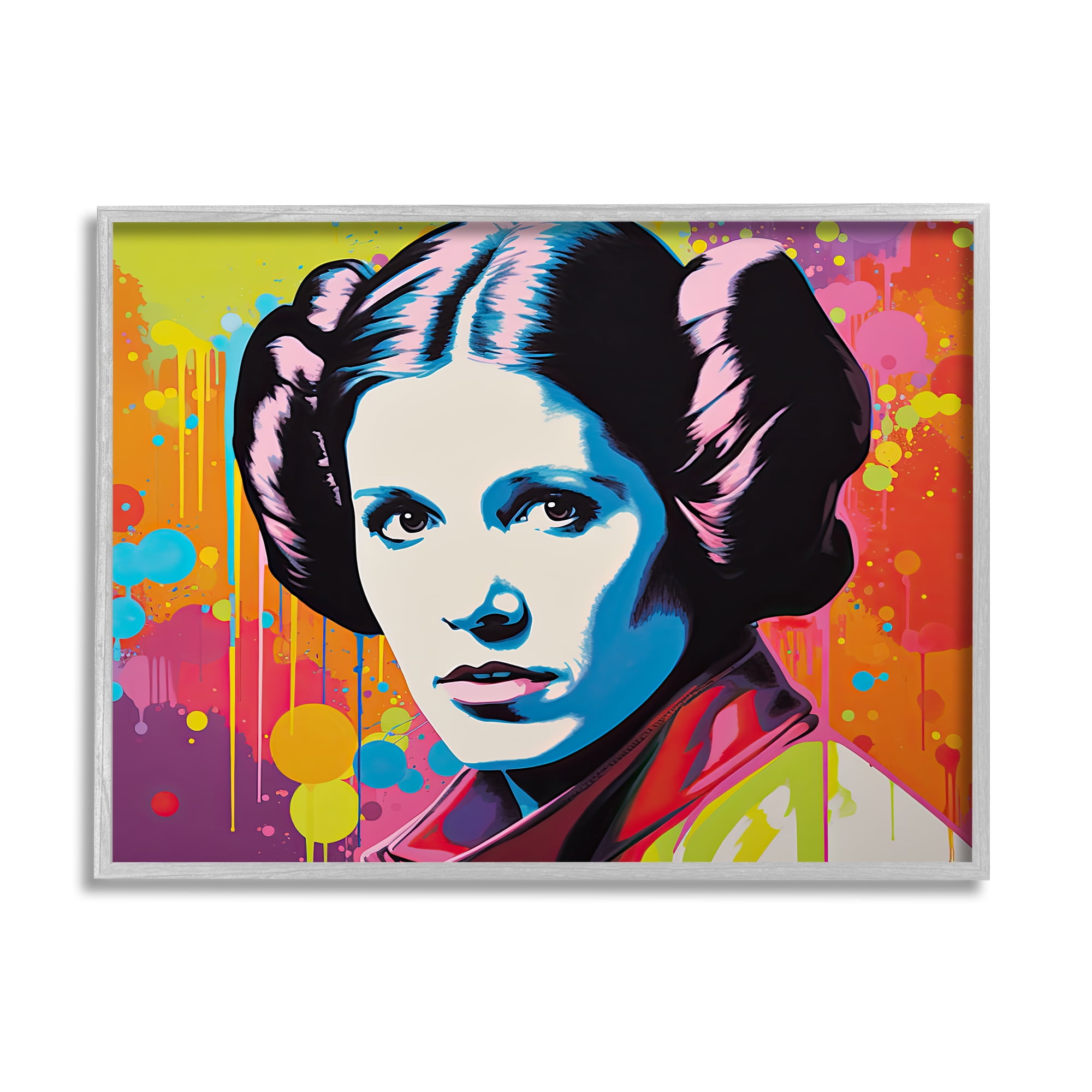 Stupell Industries Paint Splash Leia Fairy Tales & Fantasy Painting Gray Framed Art Print Wall Art, 14 x 11