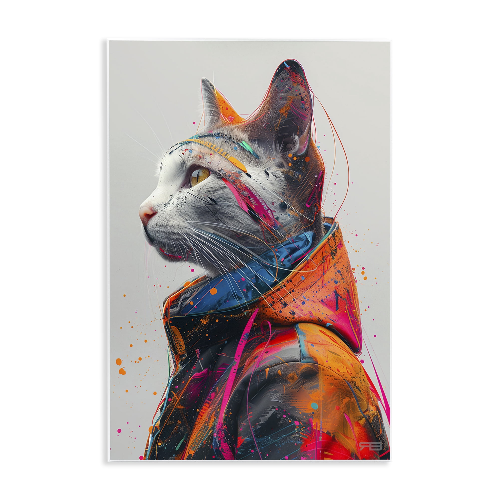Stupell Industries Paint Splatter Cat Animals & Insects Painting Unframed Art Print Wall Art, 13 x 19