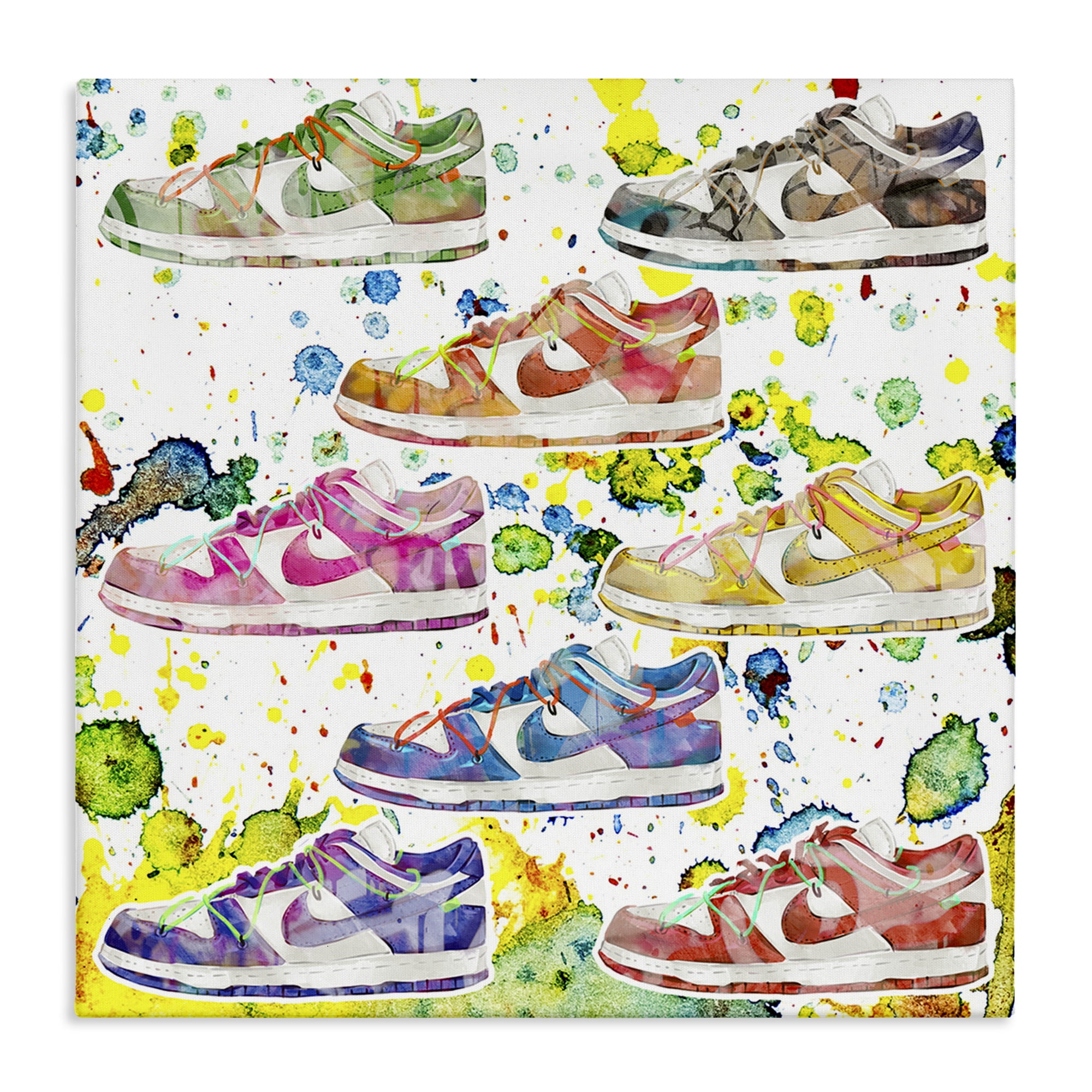 Stupell Industries Paint Splatter Sneakers Beauty & Fashion Painting Gallery Wrapped Canvas Art Print Wall Art, 24 x 24
