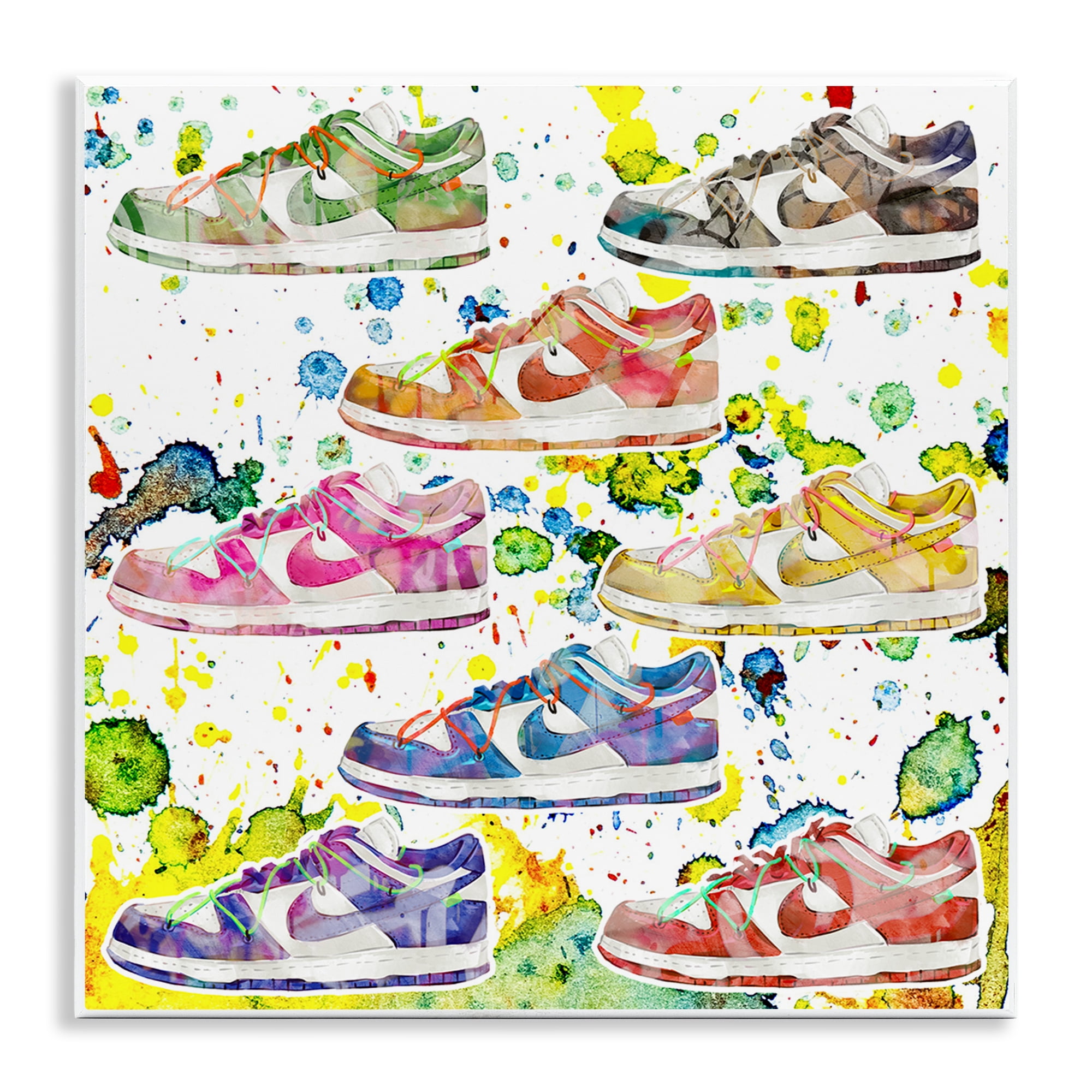 Stupell Industries Paint Splatter Sneakers Beauty & Fashion Painting Unframed Art Print Wall Art, 12 x 12