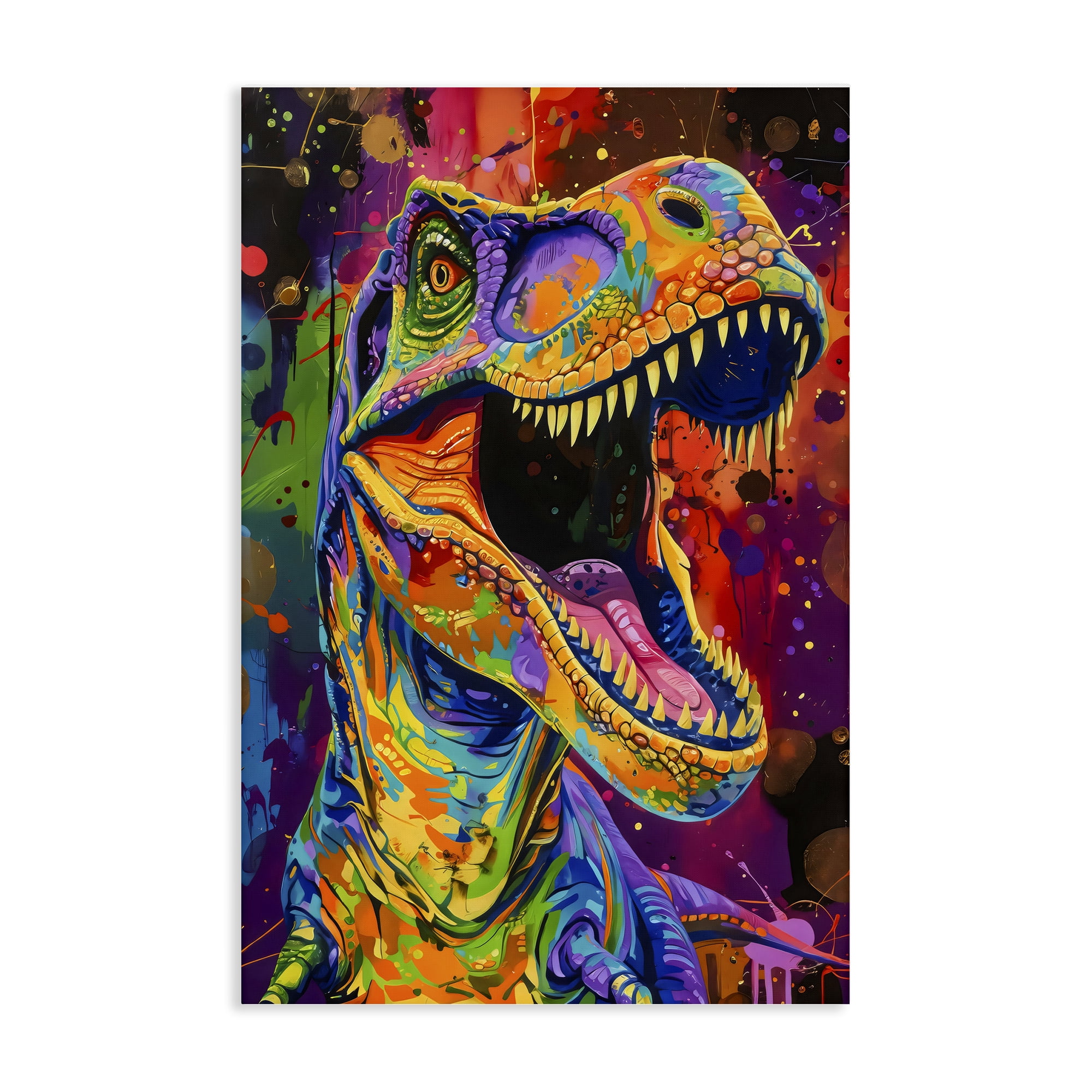 Stupell Industries Paint Splatter Urban T-Rex Canvas Wall Art, design by Creative Studio