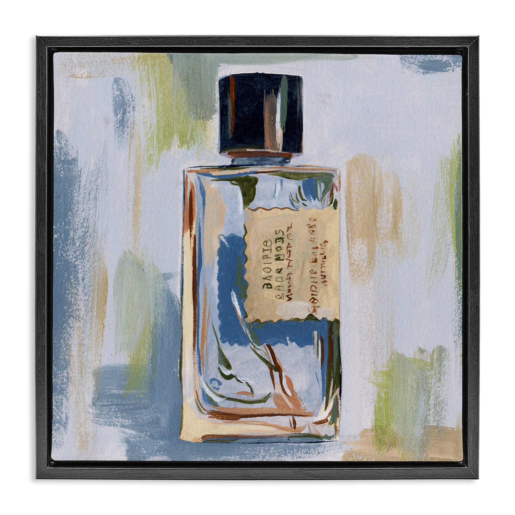 Stupell Industries Paint Streak Perfume Fashion Painting Black Floater Framed Canvas Art Print Wall Art, 18 x 18