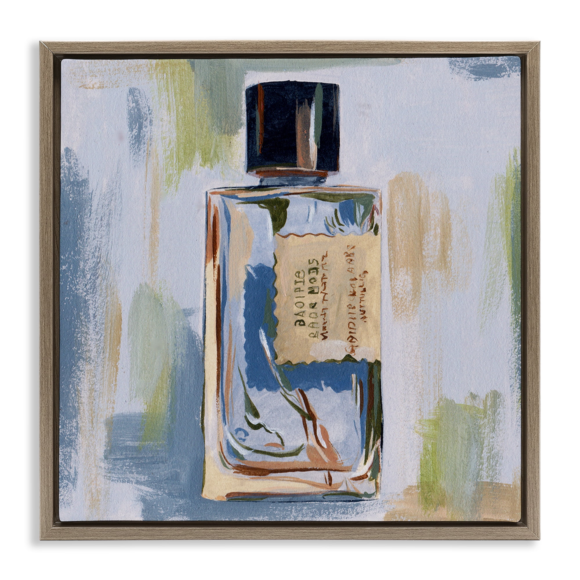 Stupell Industries Paint Streak Perfume Fashion Painting Brown Floater Framed Canvas Art Print Wall Art, 18 x 18