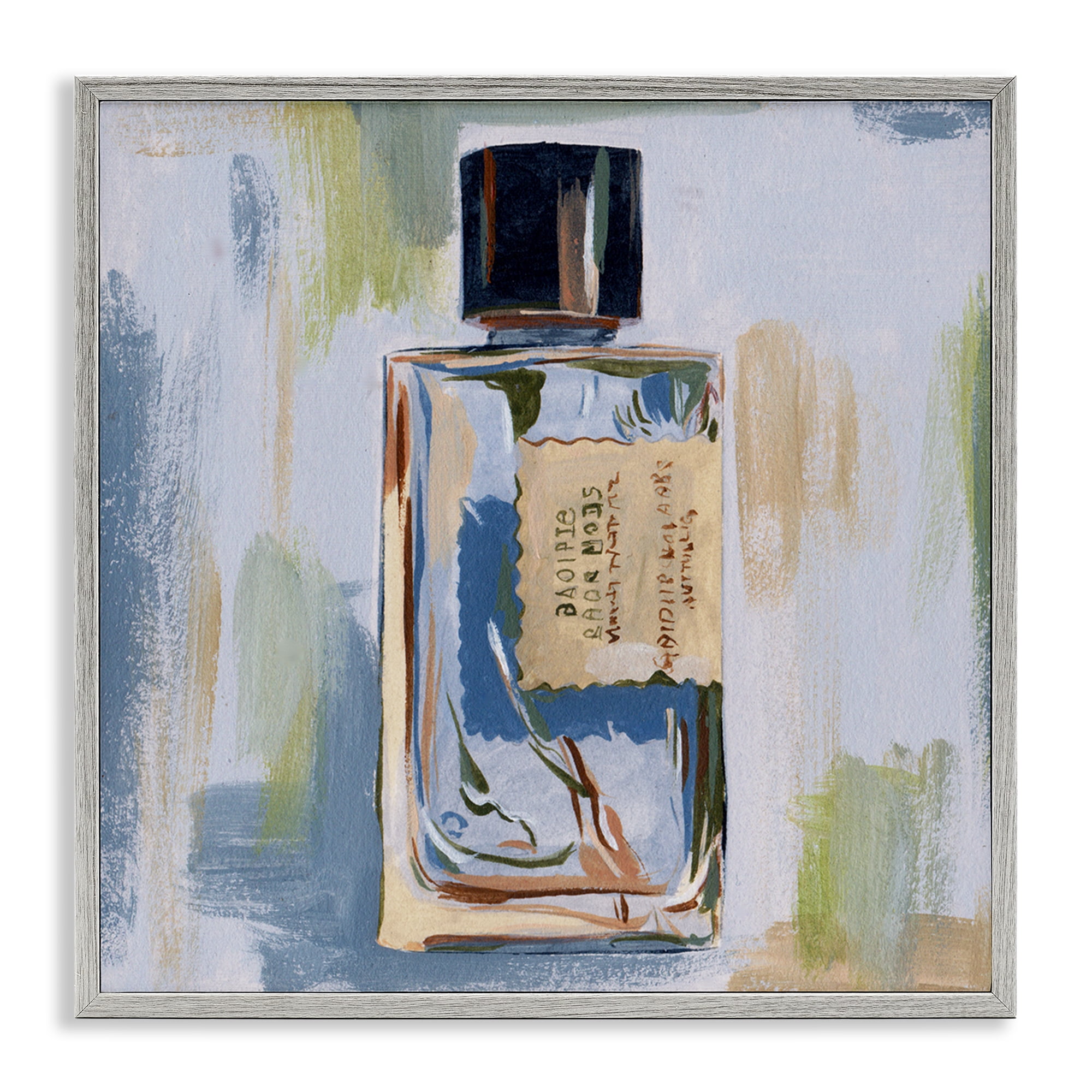 Stupell Industries Paint Streak Perfume Fashion Painting Gray Framed Art Print Wall Art, 12 x 12