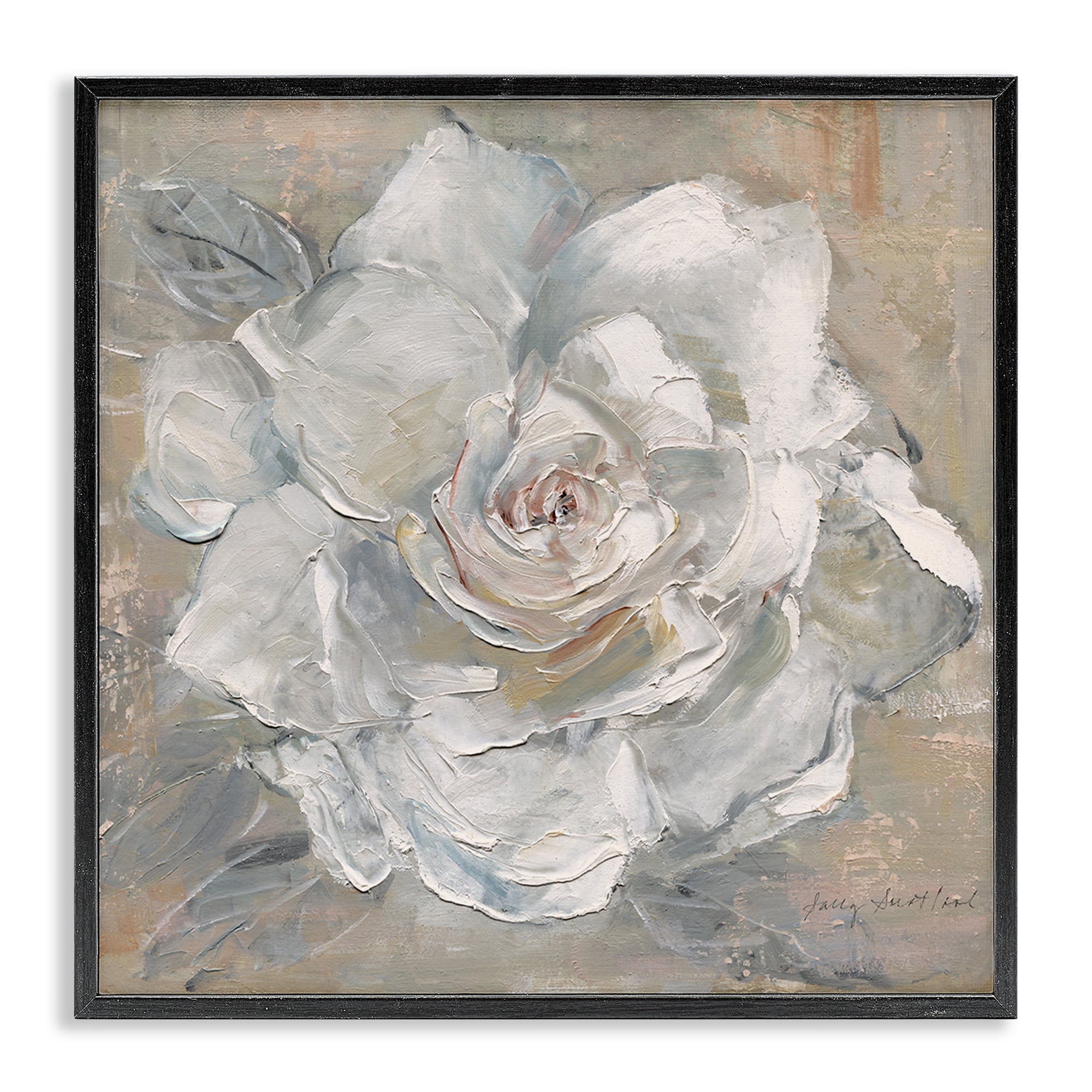 Stupell Industries Paint Streak Rose Botanical & Floral Painting Black Framed Art Print Wall Art, 12 x 12