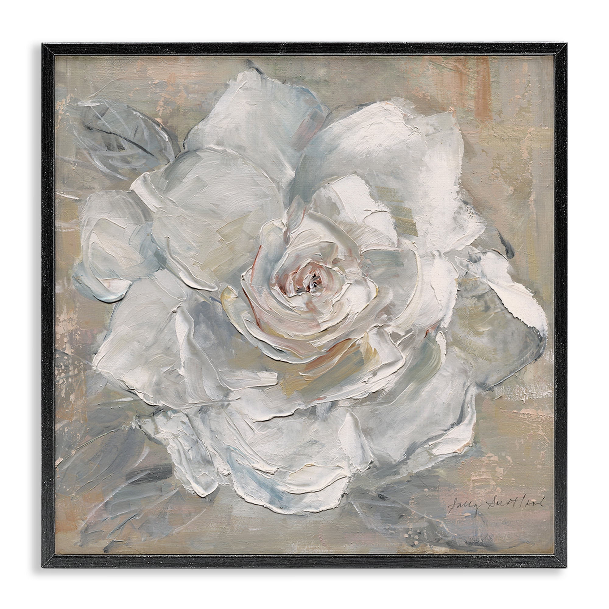 Stupell Industries Paint Streak Rose Botanical & Floral Painting Black Framed Art Print Wall Art, 24 x 24