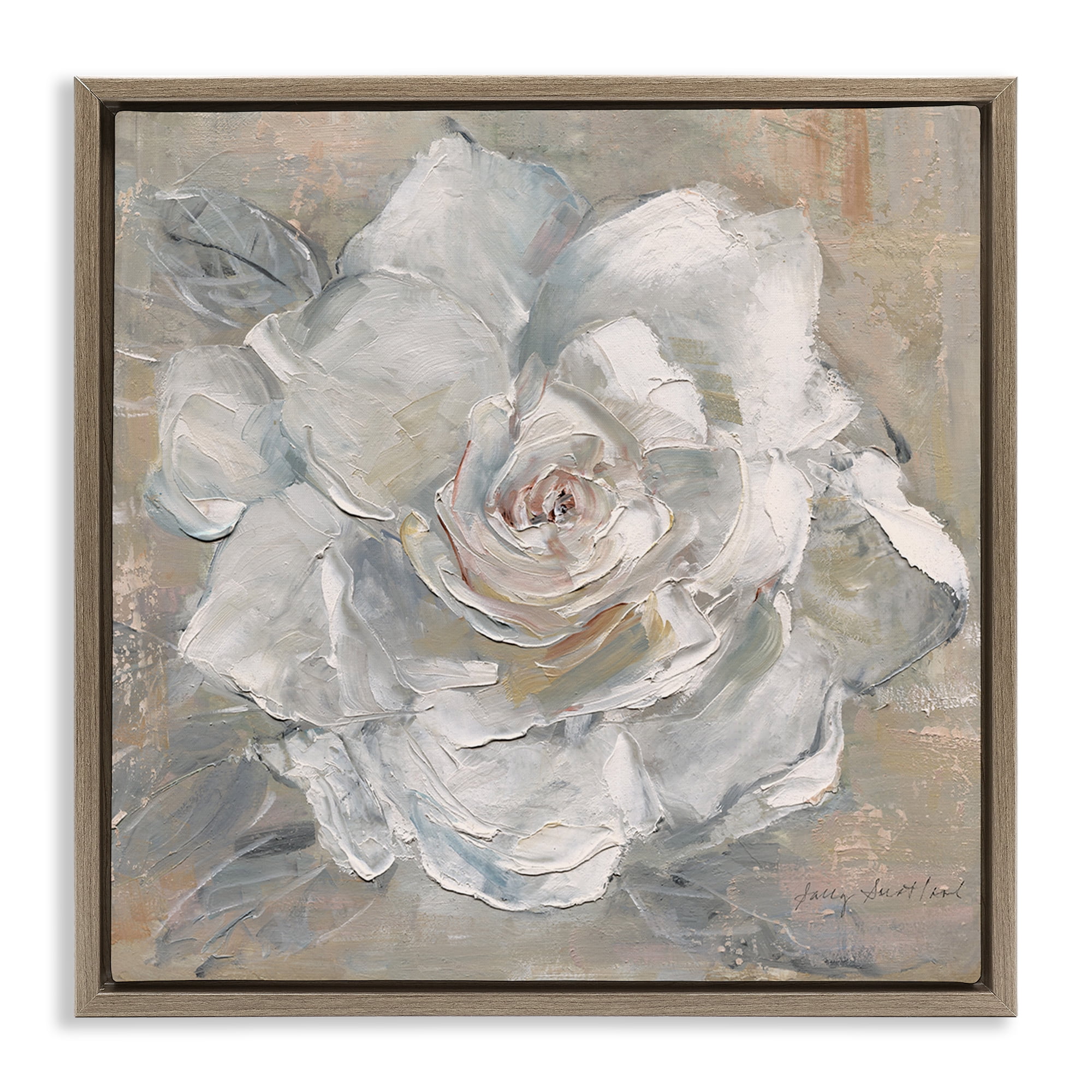 Stupell Industries Paint Streak Rose Botanical & Floral Painting Brown Floater Framed Art Print Wall Art, 25 x 25
