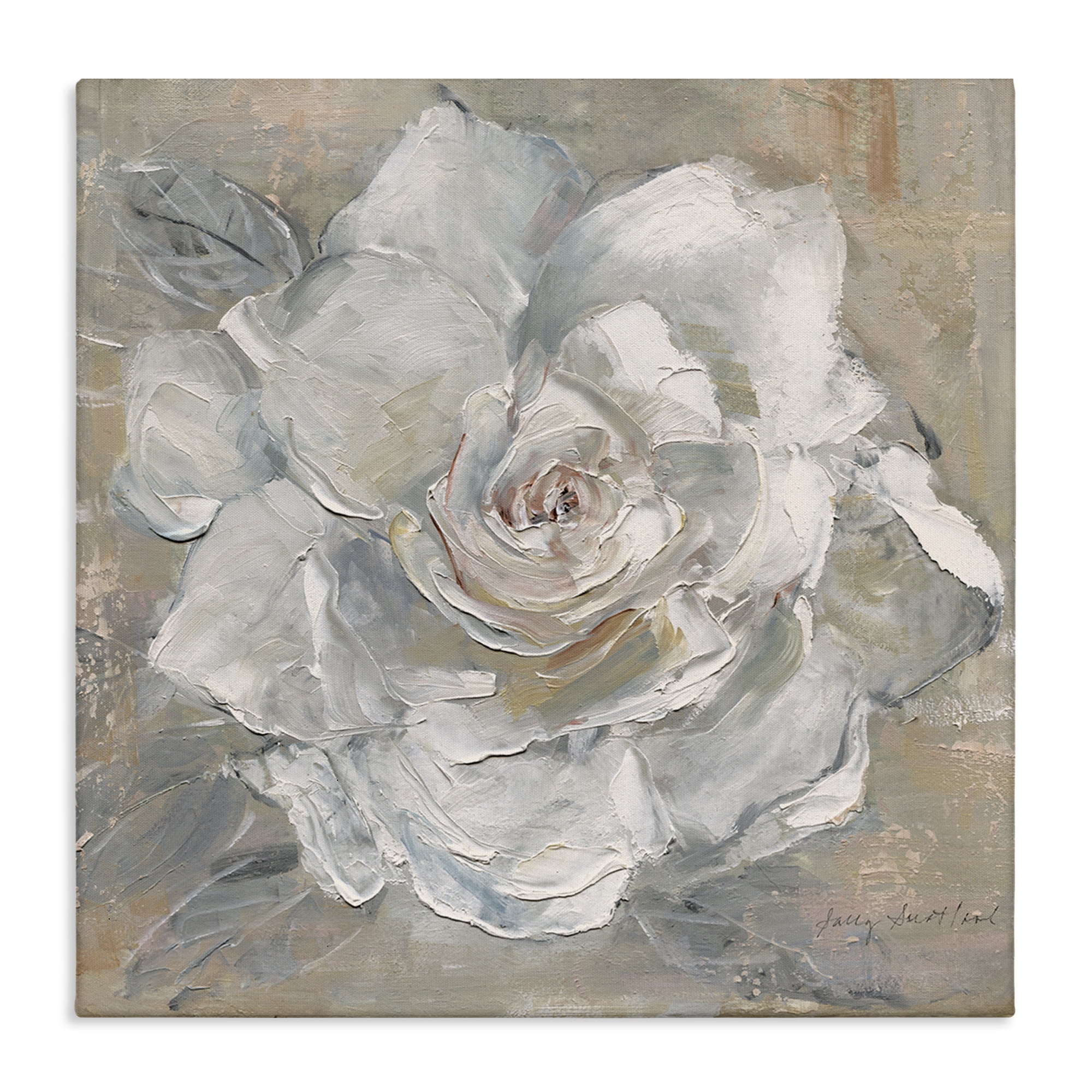 Stupell Industries Paint Streak Rose Botanical & Floral Painting Gallery Wrapped Canvas Art Print Wall Art, 17 x 17