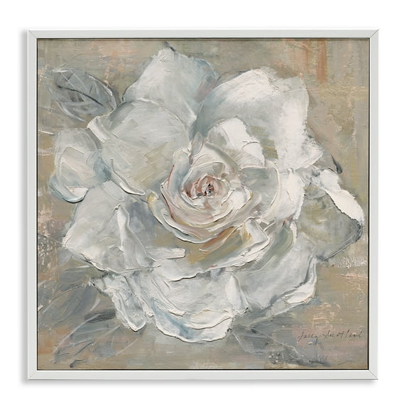 Stupell Industries Paint Streak Rose Botanical & Floral Painting White Framed Art Print Wall Art, 12 x 12