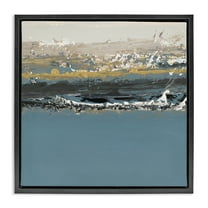 Stupell Industries Paint Streaked Abstraction Abstract Painting Black Floater Framed Canvas Art Print Wall Art, 18 x 18