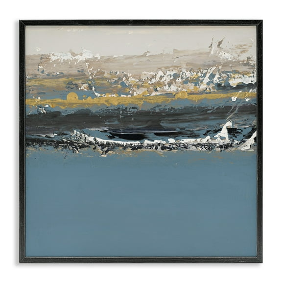 Stupell Industries Paint Streaked Abstraction Abstract Painting Black Framed Art Print Wall Art, 12 x 12