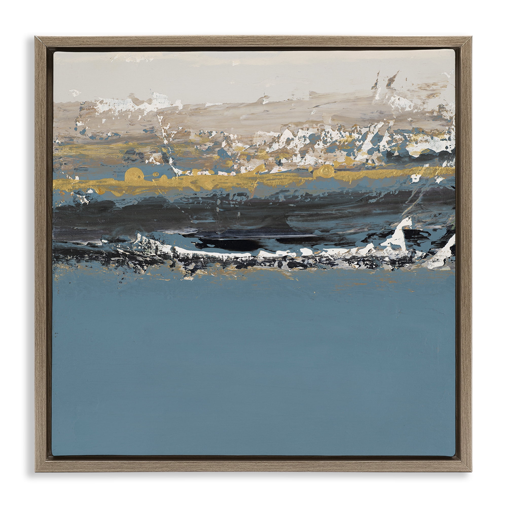 Stupell Industries Paint Streaked Abstraction Abstract Painting Brown Floater Framed Canvas Art Print Wall Art, 18 x 18