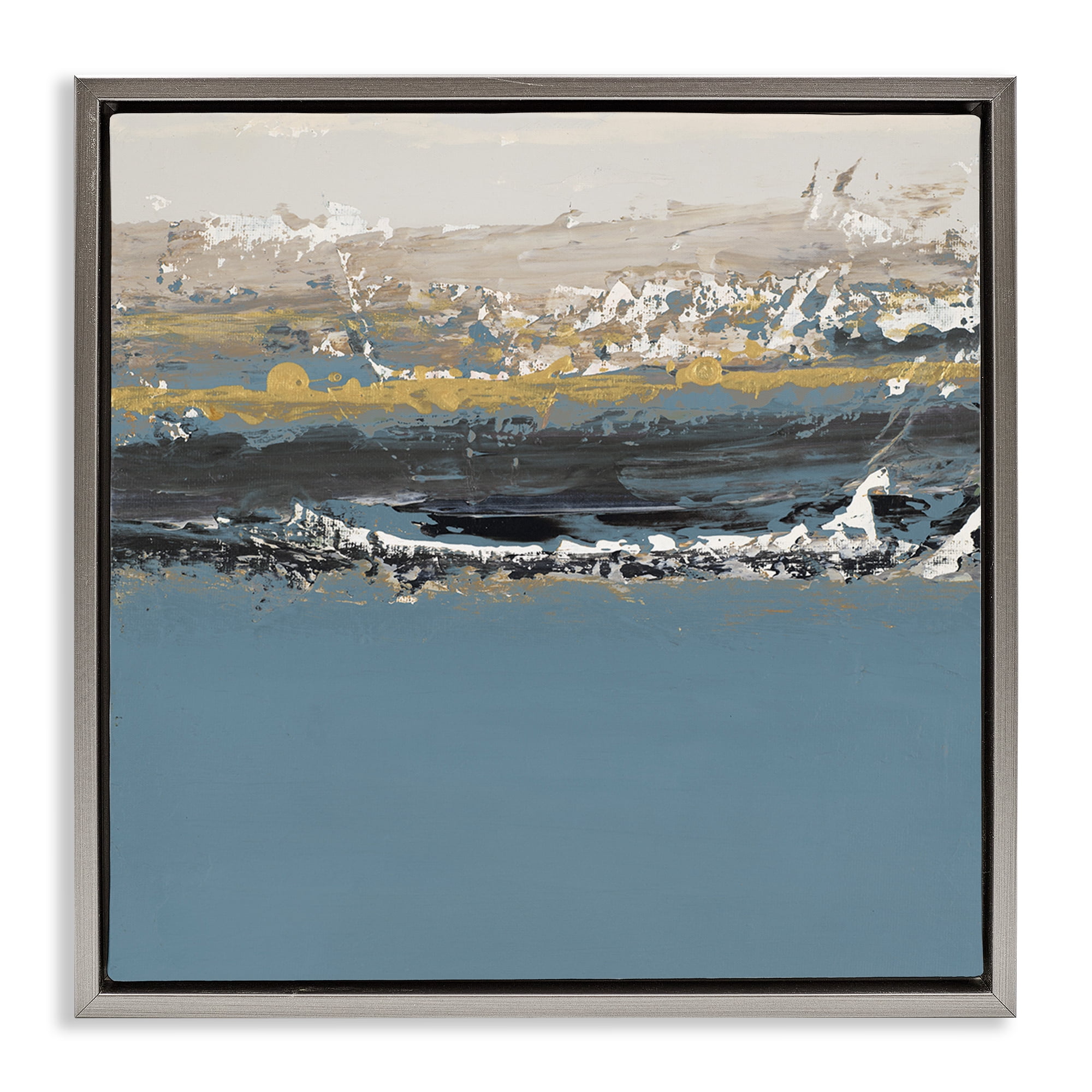 Stupell Industries Paint Streaked Abstraction Abstract Painting Gray Floater Framed Canvas Art Print Wall Art, 25 x 25