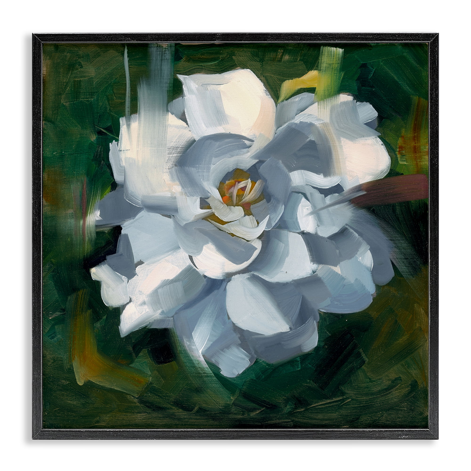Stupell Industries Paint Streaked Flower Botanical & Floral Painting Black Framed Art Print Wall Art, 24 x 24
