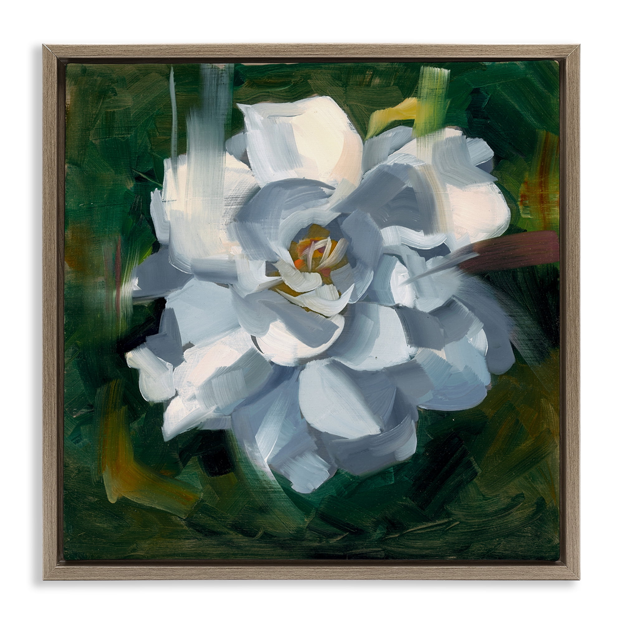 Stupell Industries Paint Streaked Flower Botanical & Floral Painting Brown Floater Framed Art Print Wall Art, 25 x 25