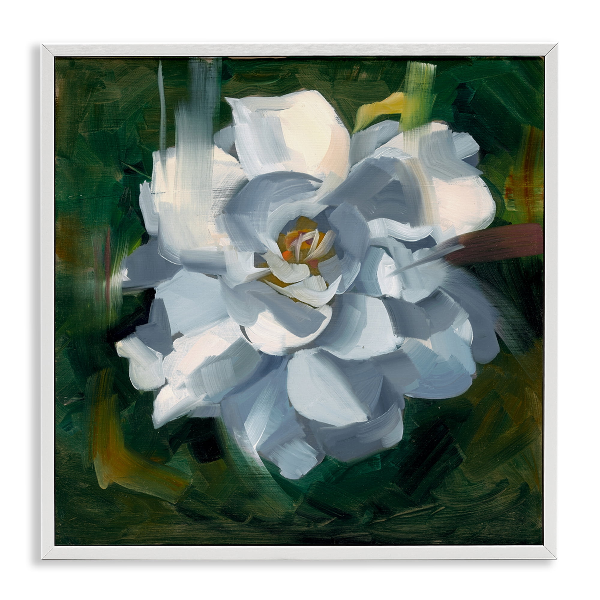 Stupell Industries Paint Streaked Flower Botanical & Floral Painting White Framed Art Print Wall Art, 17 x 17