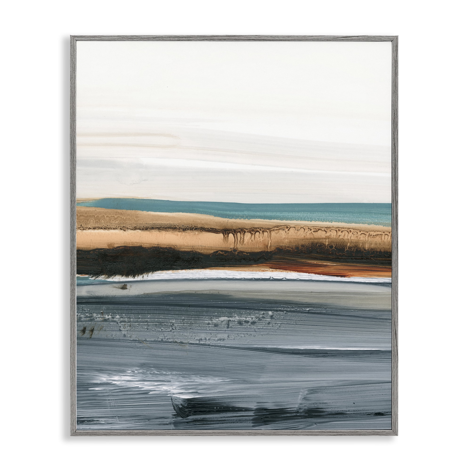 Stupell Industries Paint Strokes Beach Impression Abstract Painting Gray Framed Art Print Wall Art, 11 x 14