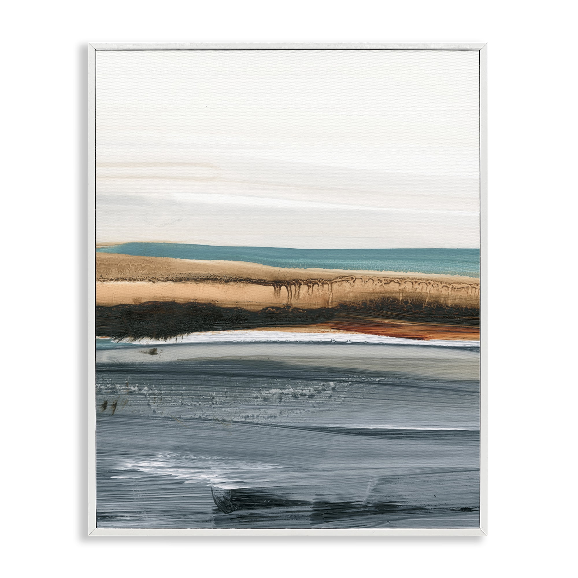 Stupell Industries Paint Strokes Beach Impression Abstract Painting White Framed Art Print Wall Art, 16 x 20