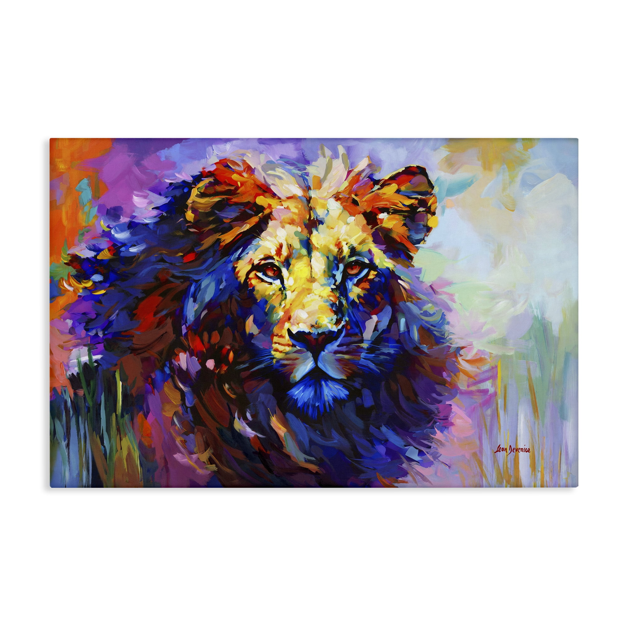 Stupell Industries Paint Strokes Lion Animals & Insects Painting Gallery Wrapped Canvas Art Print Wall Art, 36 x 24