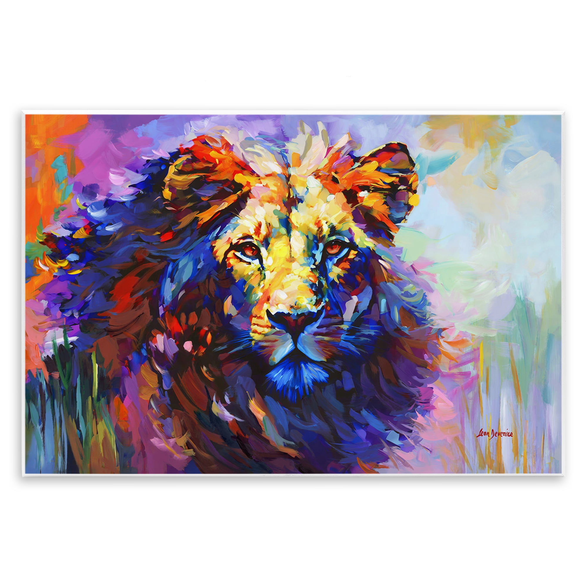 Stupell Industries Paint Strokes Lion Animals & Insects Painting Unframed Art Print Wall Art, 15 x 10