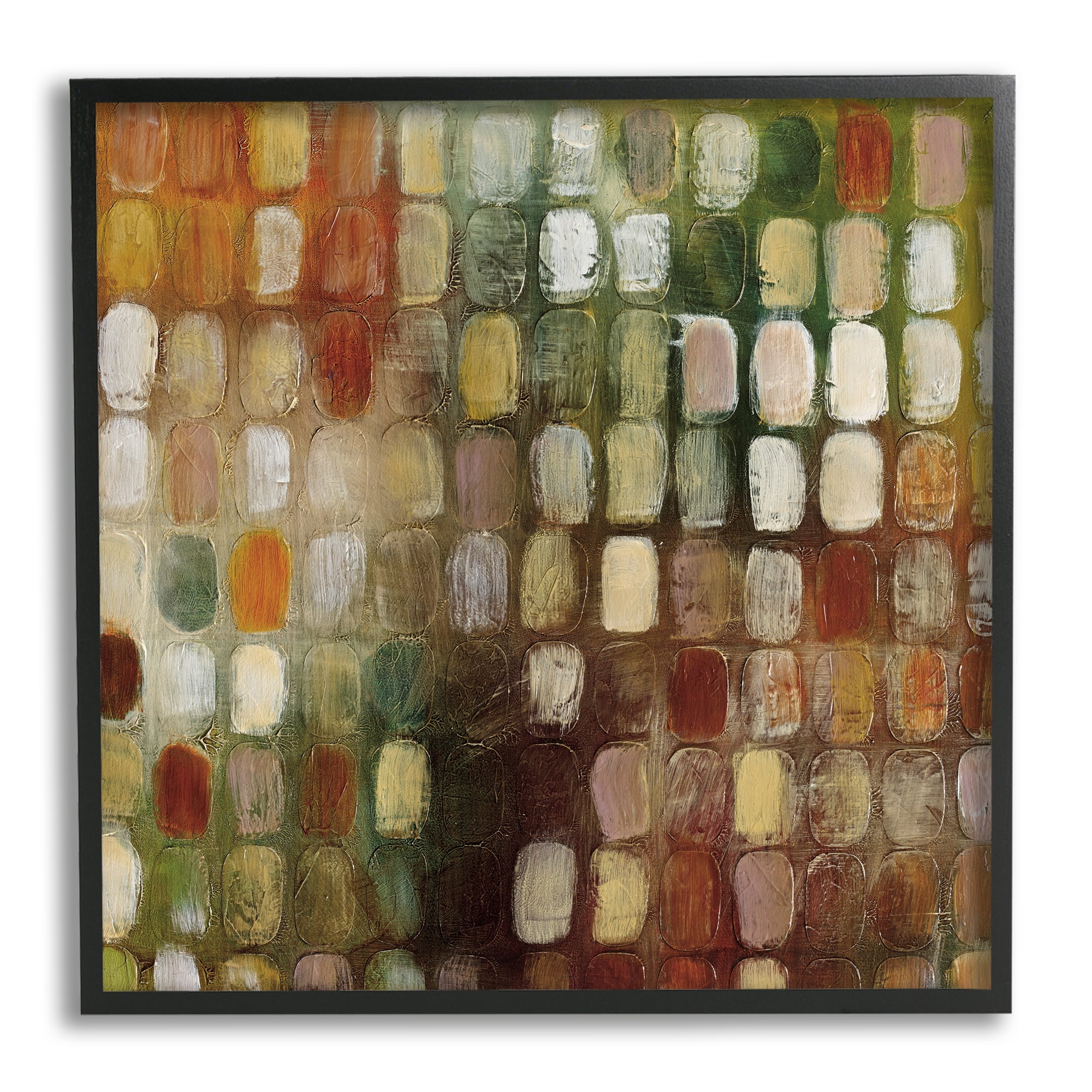 Stupell Industries Painted Earth Tone Oval Abstract Pattern Abstract Painting Black Framed Art Print Wall Art, 24 x 24