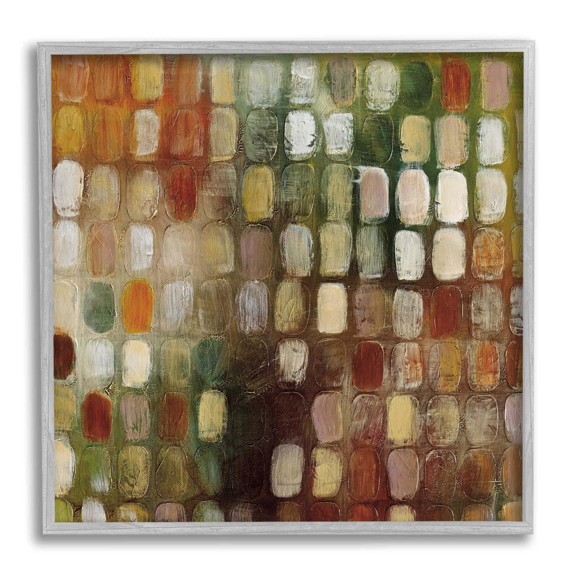 Stupell Industries Painted Earth Tone Oval Abstract Pattern Abstract Painting Gray Framed Art Print Wall Art, 24 x 24