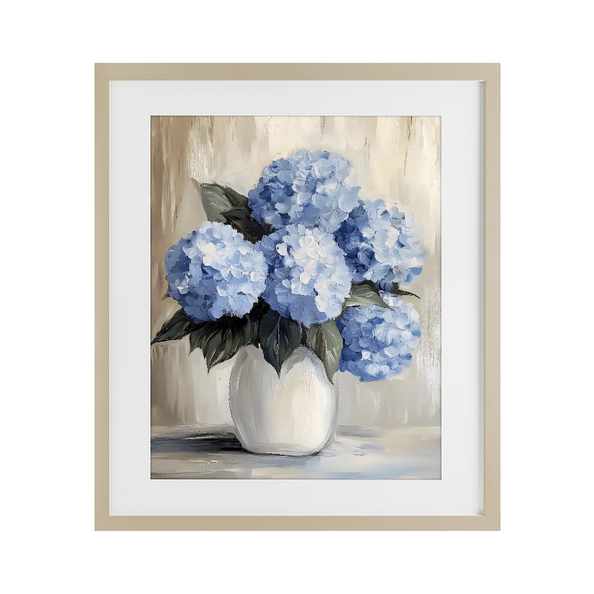 Stupell Industries Painted Hydrangeas in White Vase Birch Framed Print Under Glass, design by Creative Studio