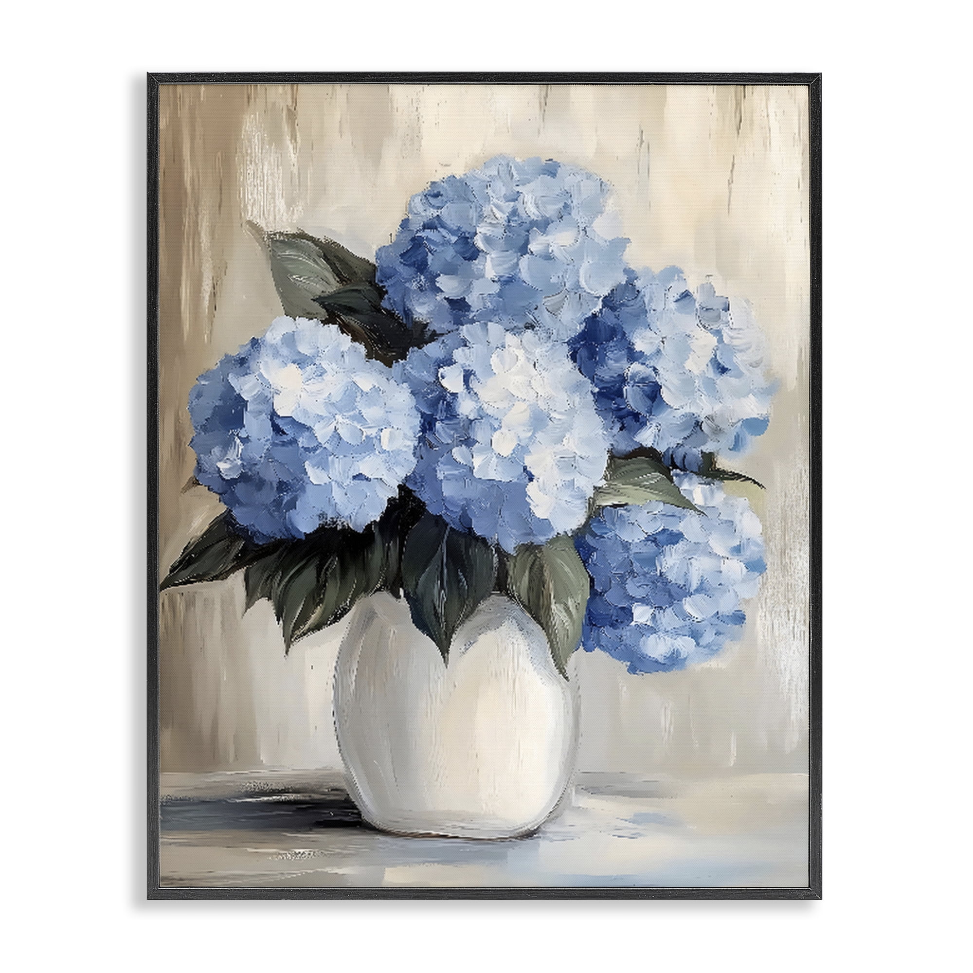 Stupell Industries Painted Hydrangeas in White Vase Black Framed Giclee Art, design by Creative Studio