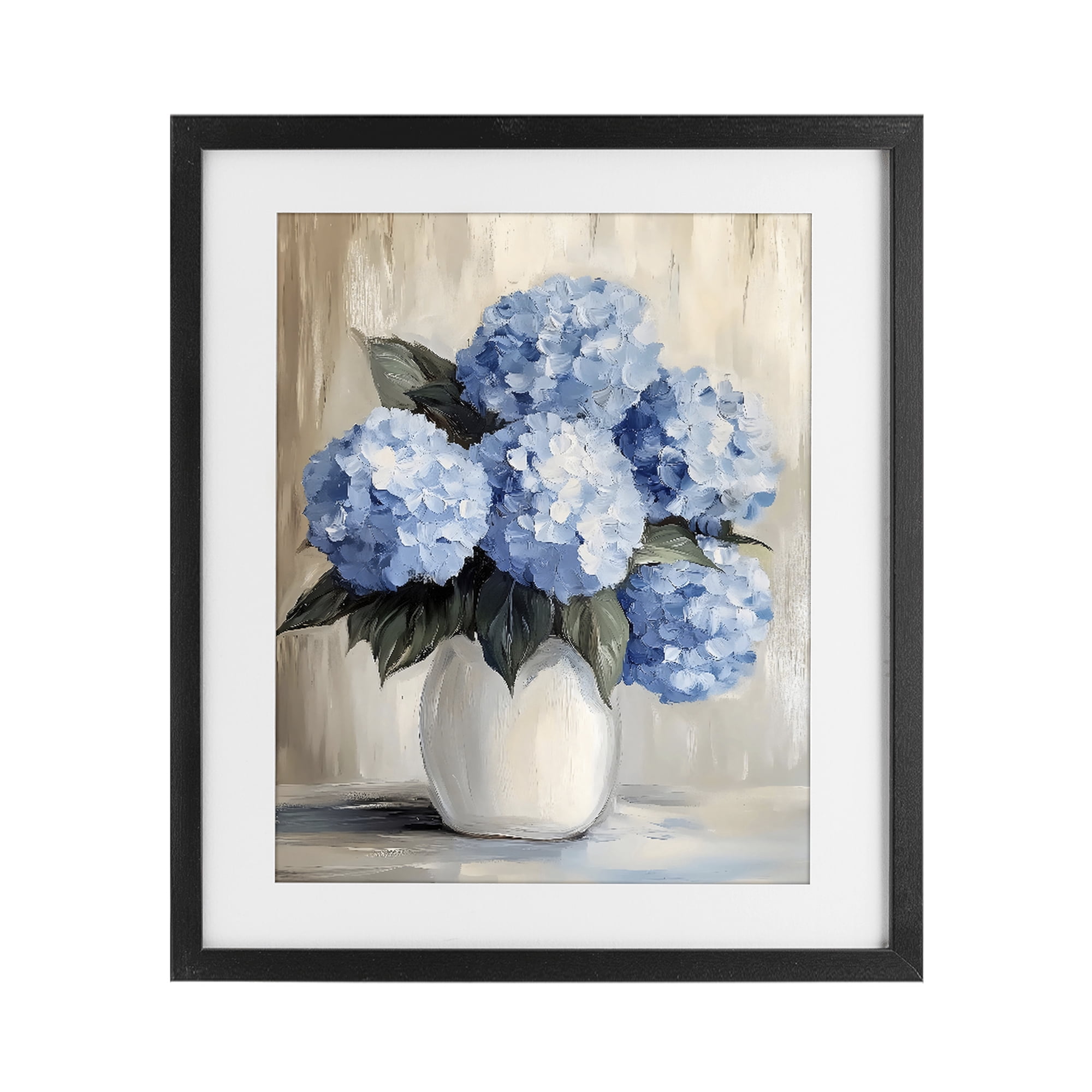Stupell Industries Painted Hydrangeas in White Vase Black Framed Print Under Glass, design by Creative Studio