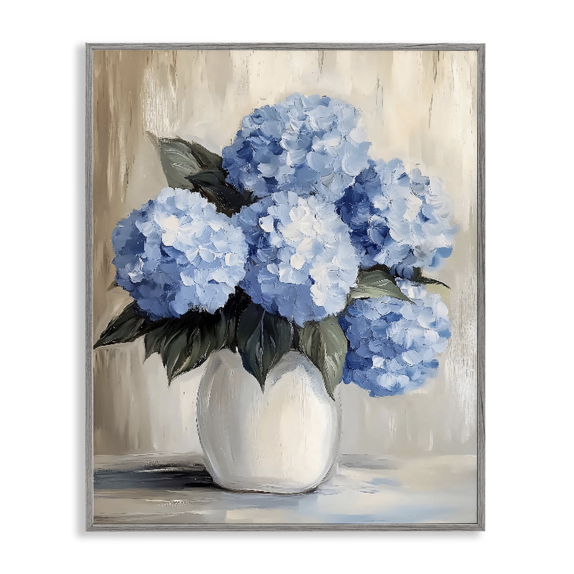 Stupell Industries Painted Hydrangeas in White Vase Gray Framed Giclee Art, design by Creative Studio