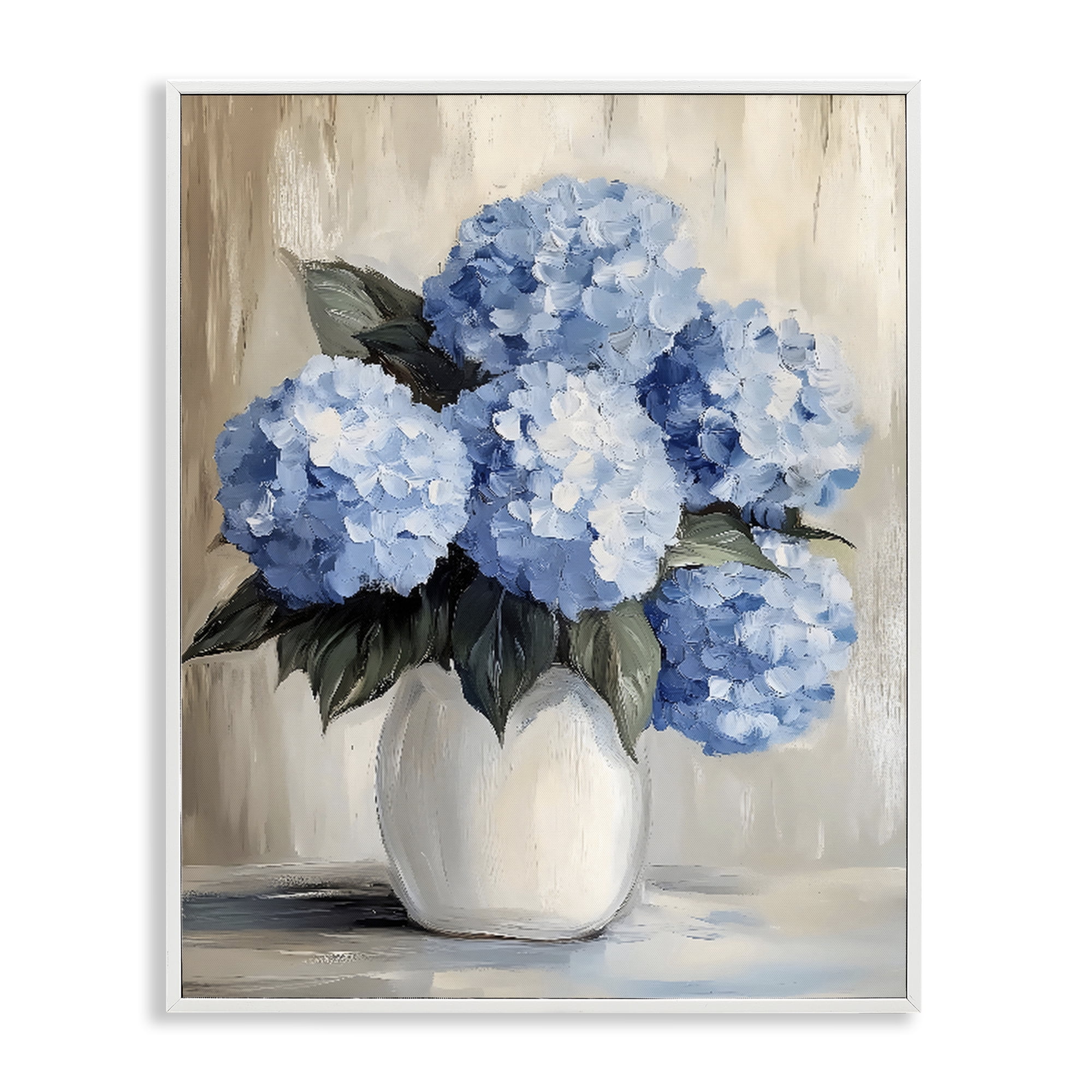 Stupell Industries Painted Hydrangeas in White Vase White Framed Giclee Art, design by Creative Studio