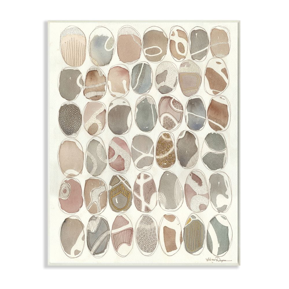 Stupell Industries Painted Patterned Rocks Organic Abstract Lines Wall Plaque Design by Kim Rupe