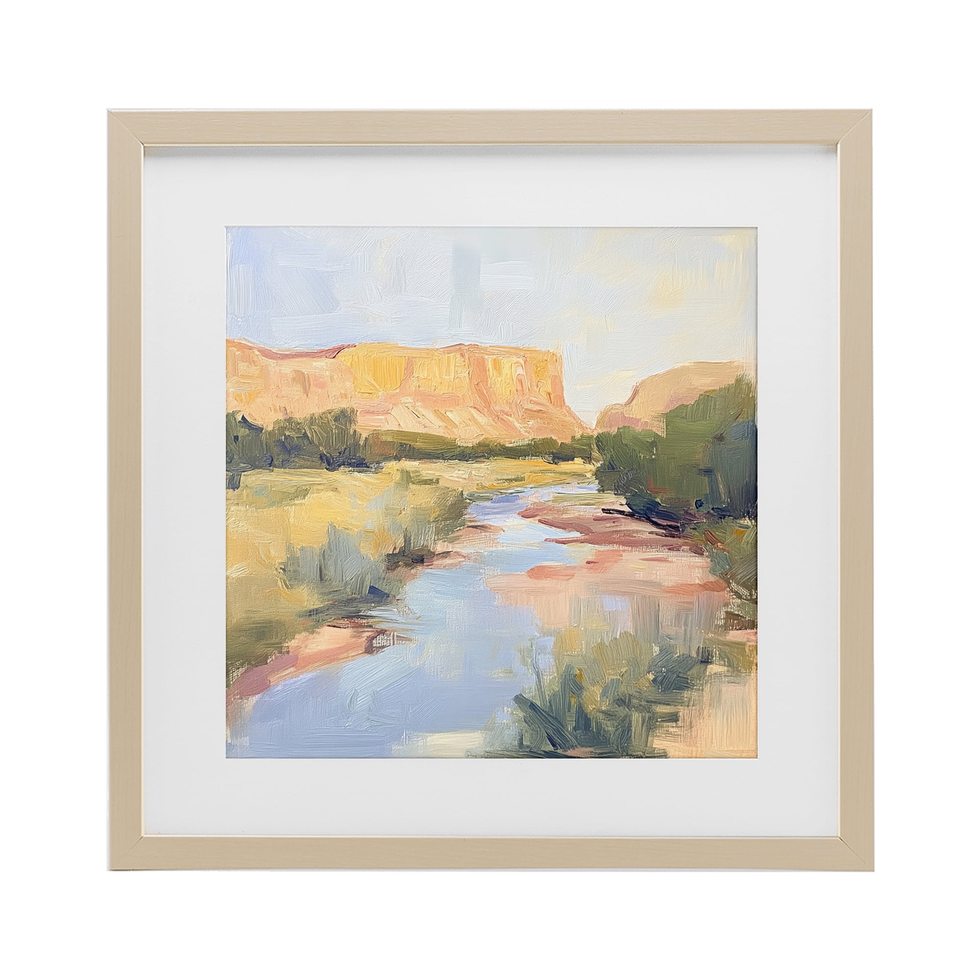 Stupell Industries Painted Plateau River Reflection Birch Framed Print Under Glass, design by Petal Prints Design