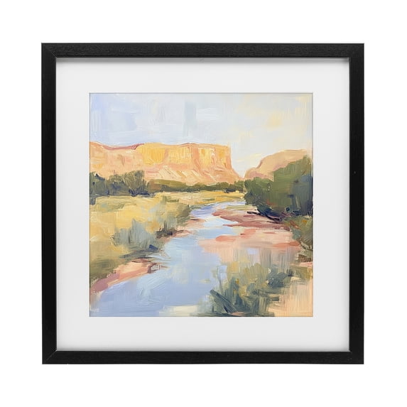 Stupell Industries Transitional Painted Plateau River Reflection Black Framed Print Under Glass, 13 x 13, by Petals Prints Design