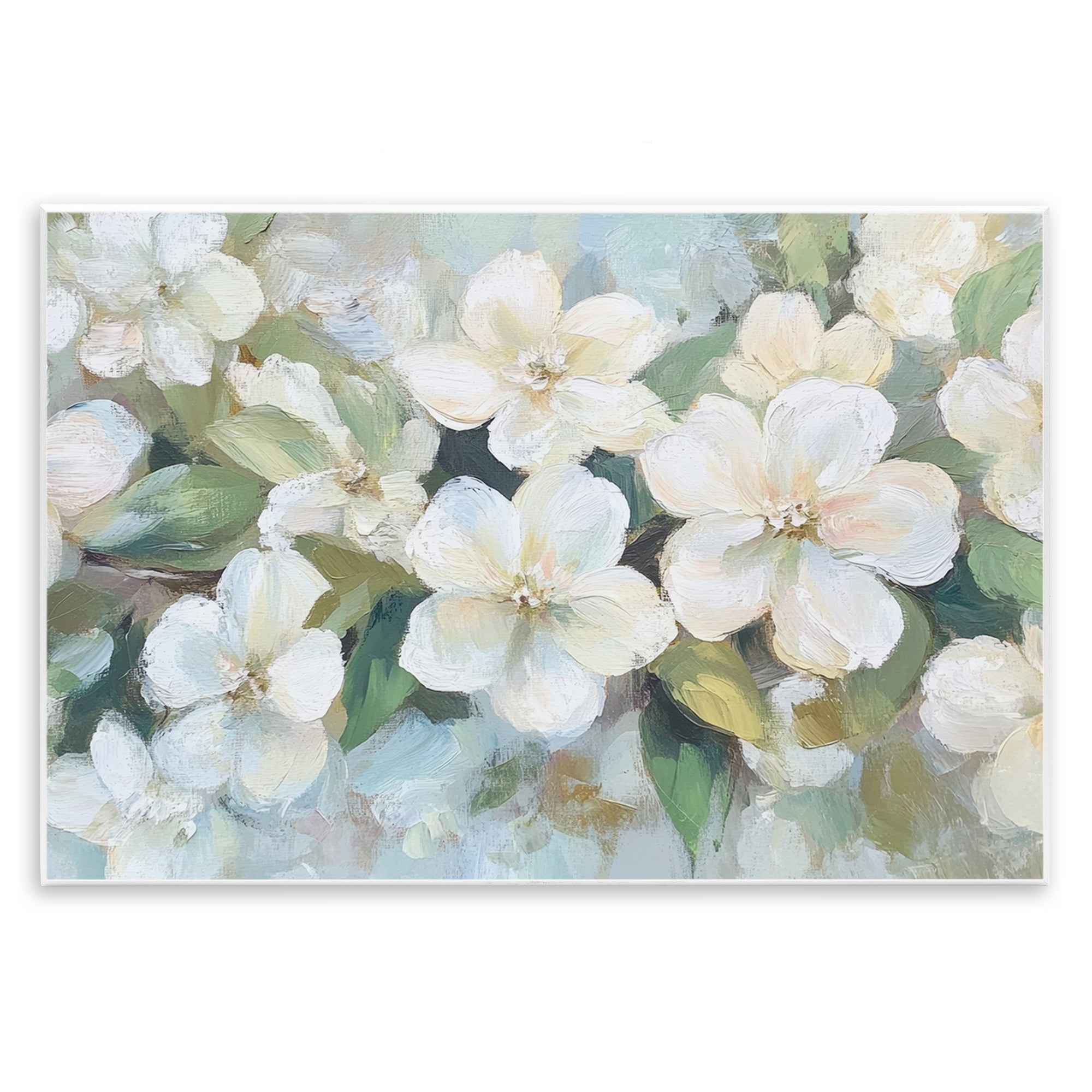 Stupell Industries Painted White Flowers in Leaves Wall Plaque Art, design by Petal Prints Design