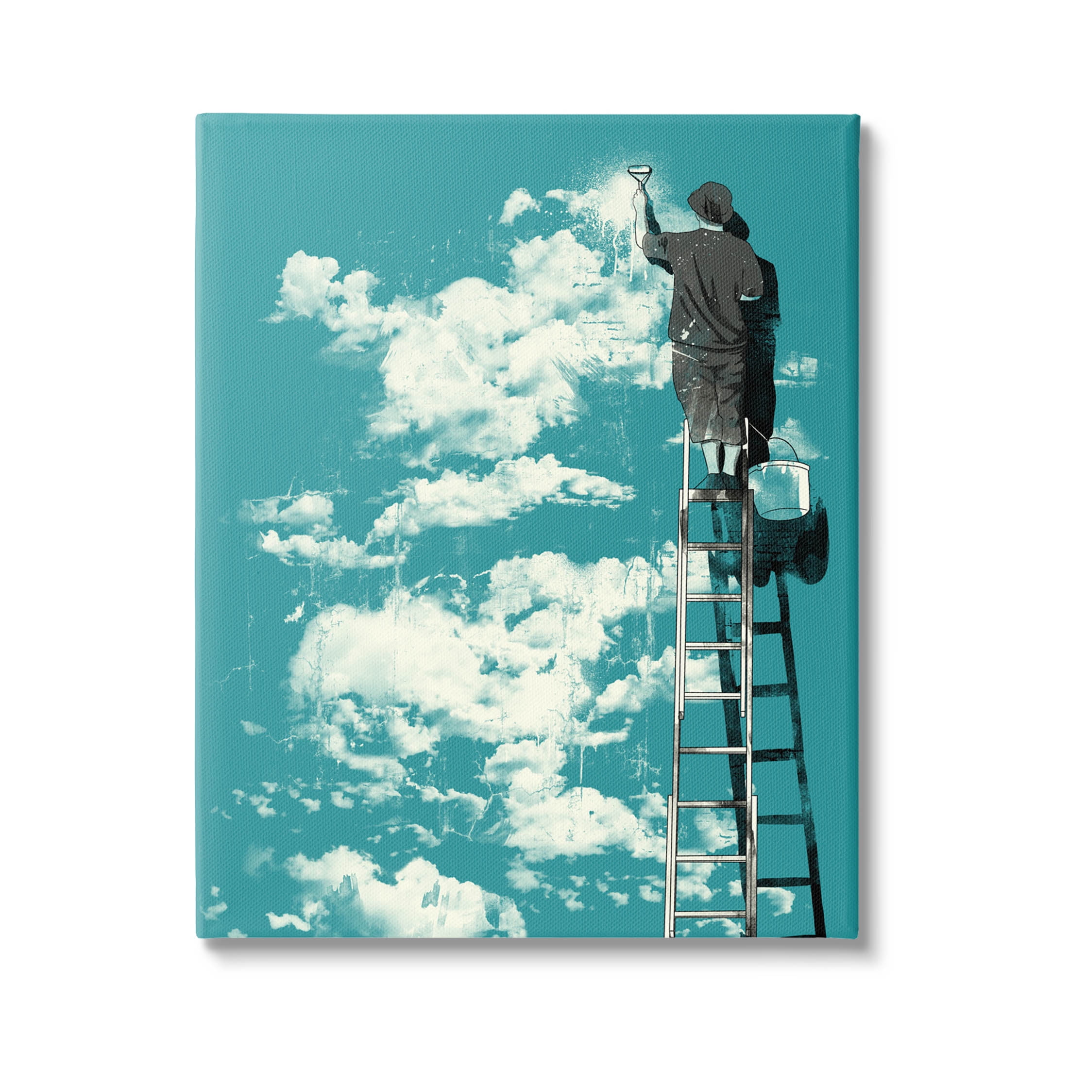 Stupell Industries Painter On Ladder Conceptual Clouds Graphic Art Gallery Wrapped Canvas Print Wall Art, Design by Matheus Lopes Castro