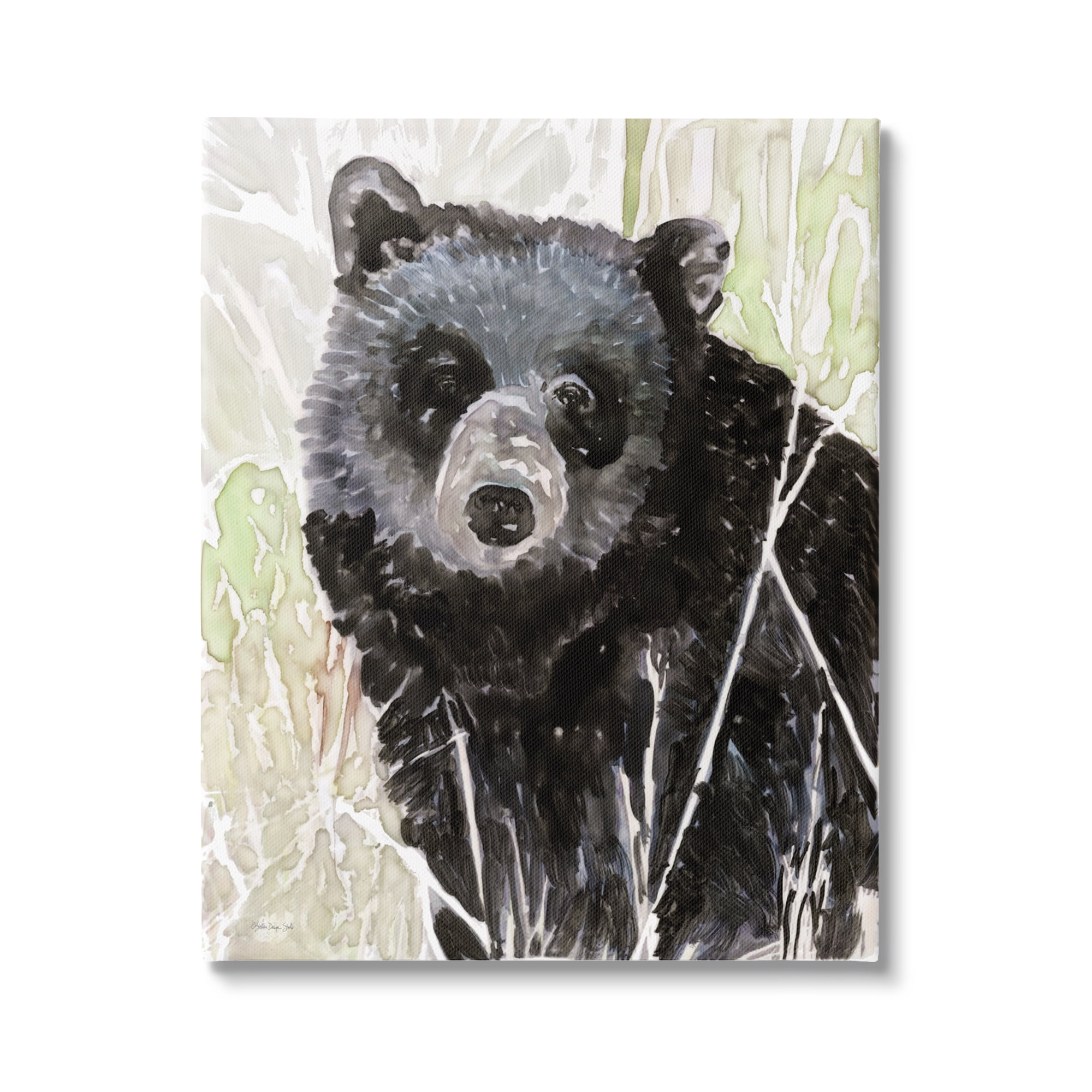 Stupell Industries Painterly Black Bear Abstract Forest Foliage Canvas Wall Art, 36 x 48, Design by Stellar Design Studio