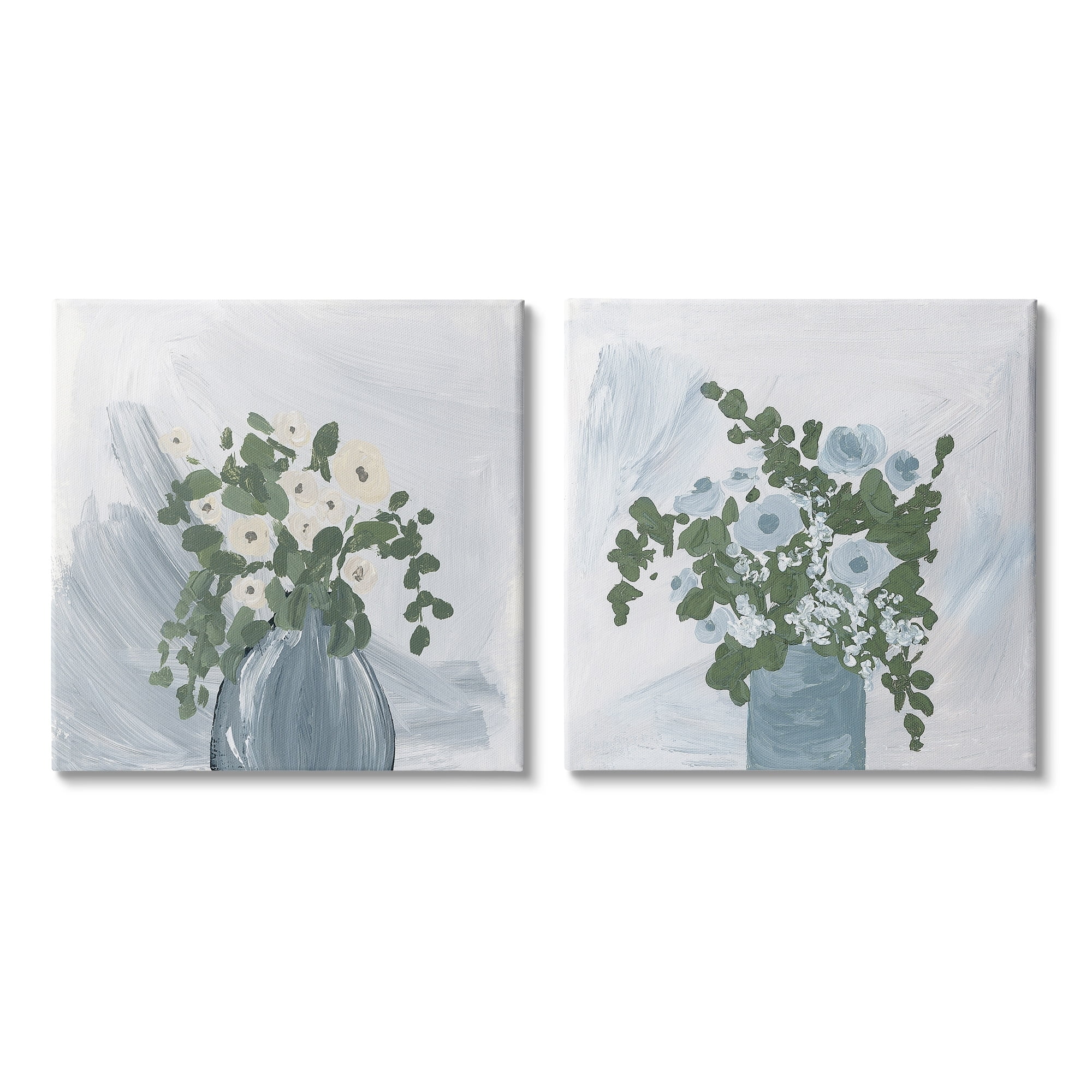 Stupell Industries Painterly Blue Daises Flowers Plants Vase Abstract Florals, 17 x 17, Design by Lucillie Price