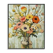 Stupell Industries Painterly Bouquet Arrangement Floral Painting Black Framed Art Print Wall Art, 11 x 14