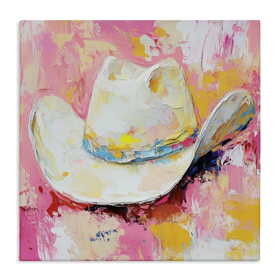 Stupell Industries Painterly Brushed Cowgirl Hat Fashion Painting Wrapped Canvas Canvas Art Print Wall Art, 36 x 36