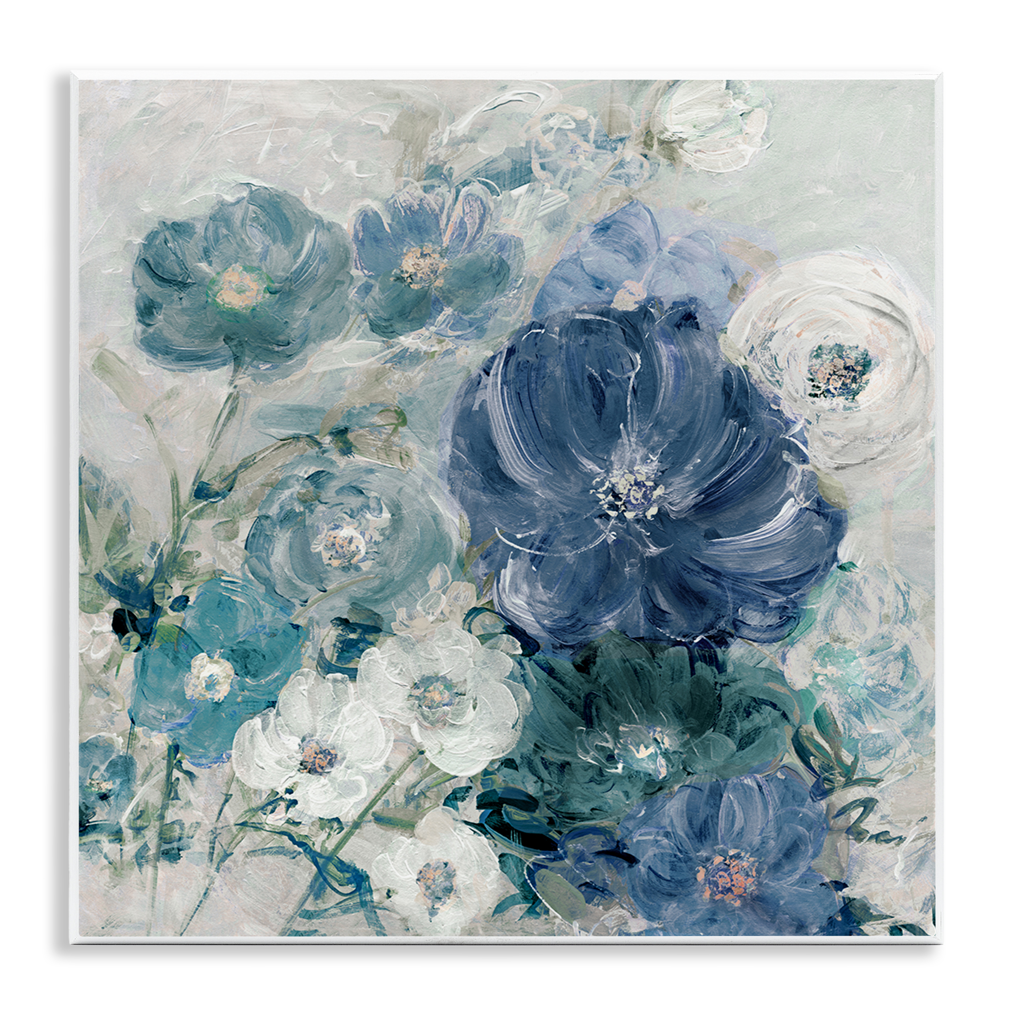 Stupell Industries Painterly Brushed Flowers Plants & Flowers Painting Unframed Art Print Wall Art, 12 x 12