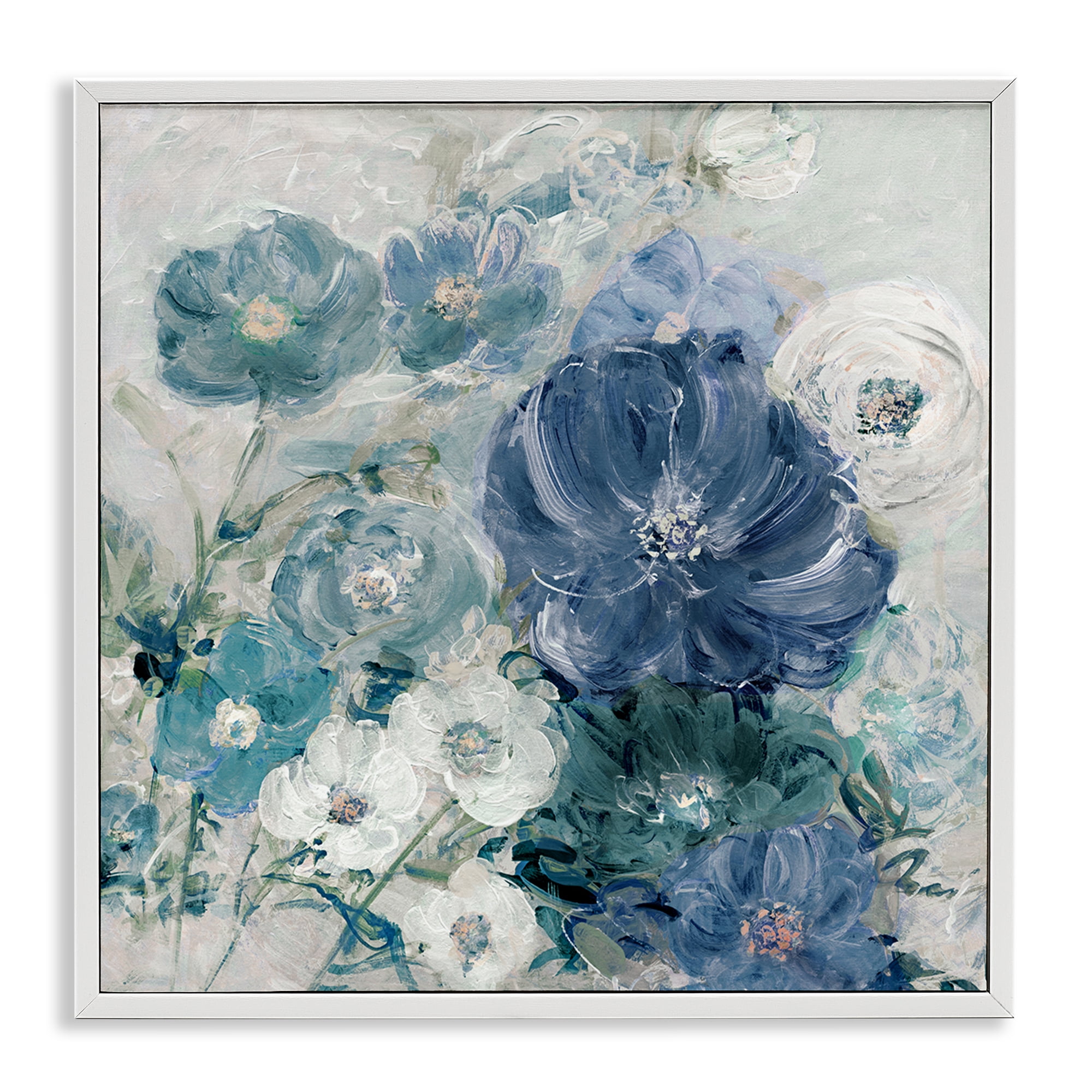 Stupell Industries Painterly Brushed Flowers Plants & Flowers Painting White Framed Art Print Wall Art, 17 x 17