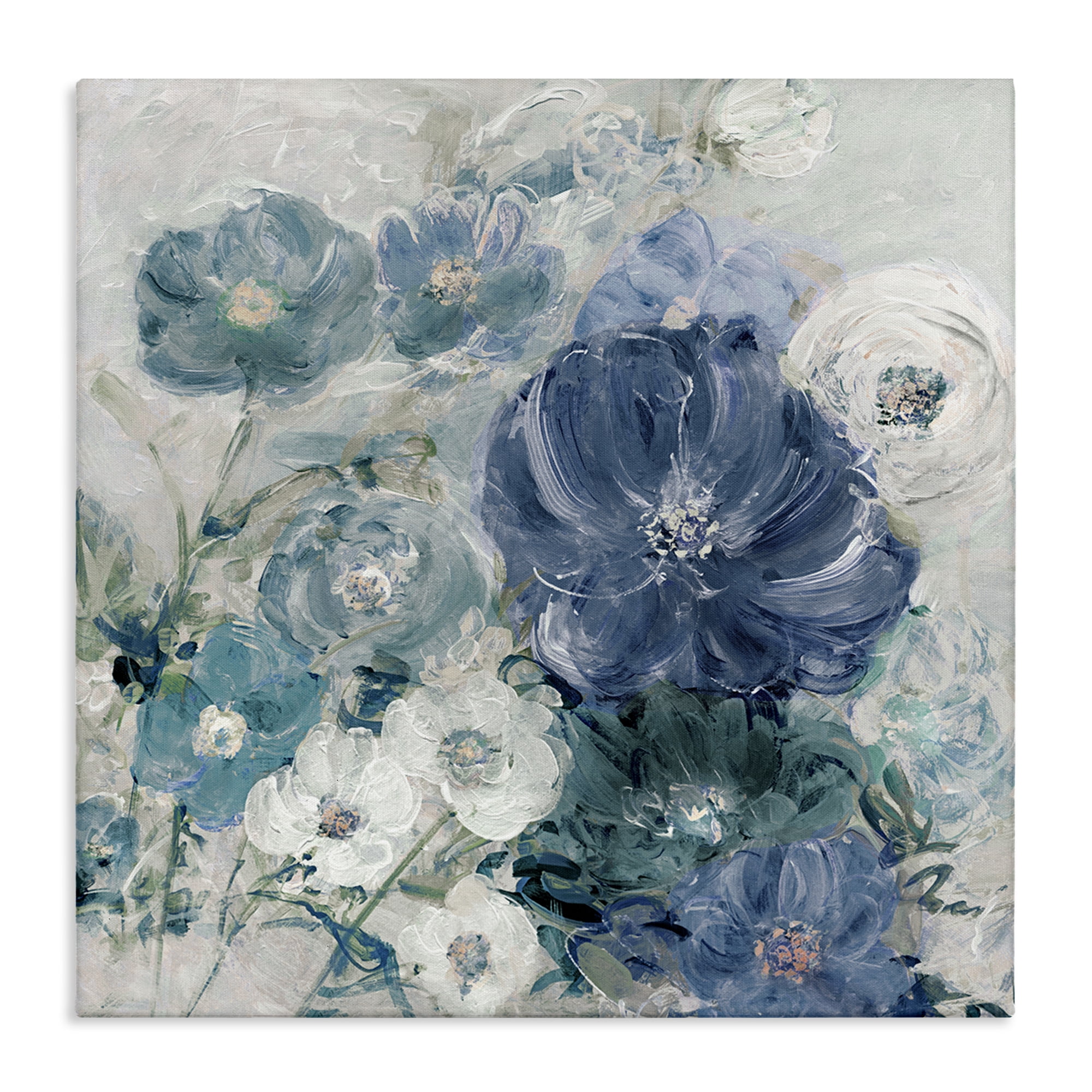 Stupell Industries Painterly Brushed Flowers Plants & Flowers Painting Wrapped Canvas Art Print Wall Art, 30 x 30