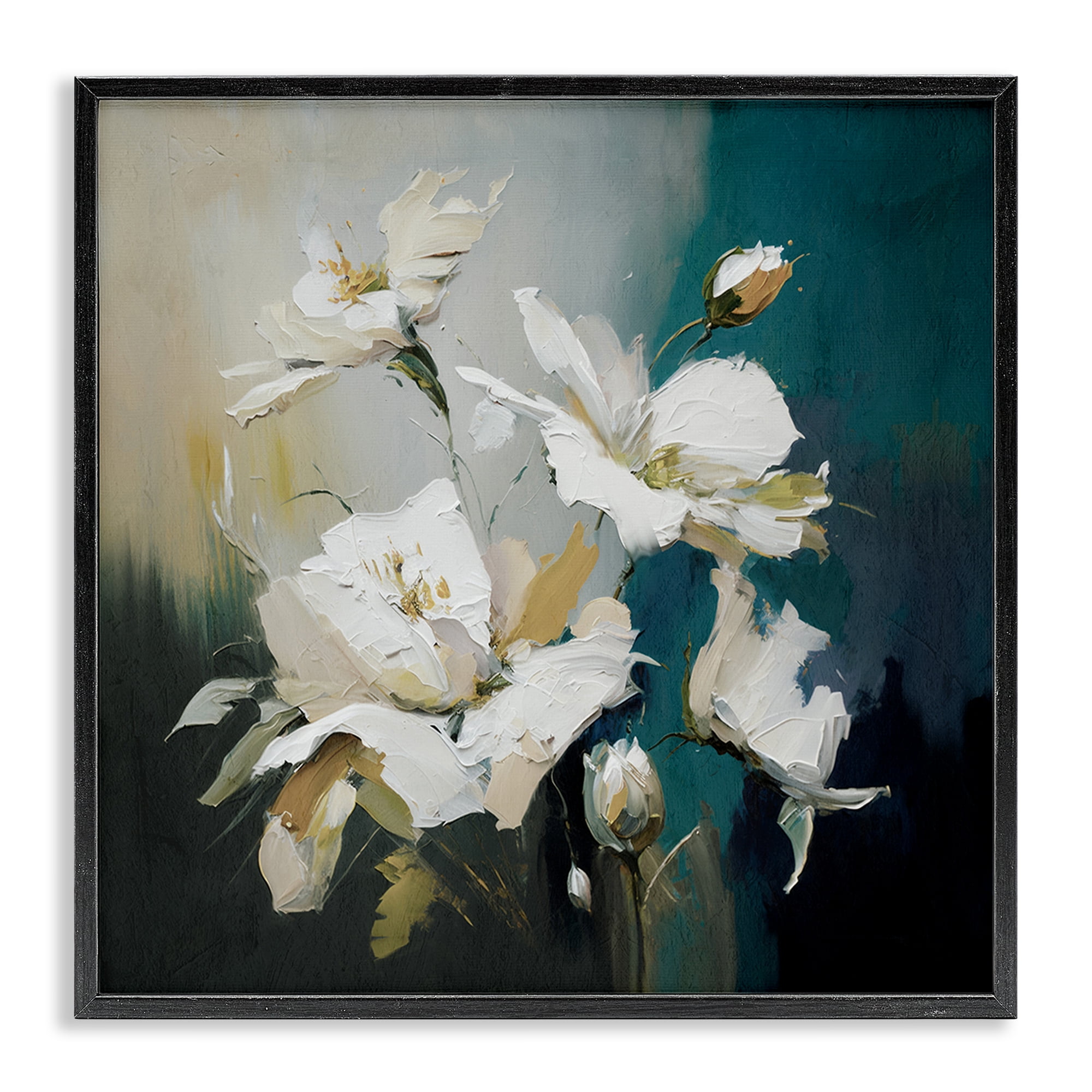 Stupell Industries Painterly Daubed Flowers Plants & Flowers Painting Black Framed Art Print Wall Art, 17 x 17