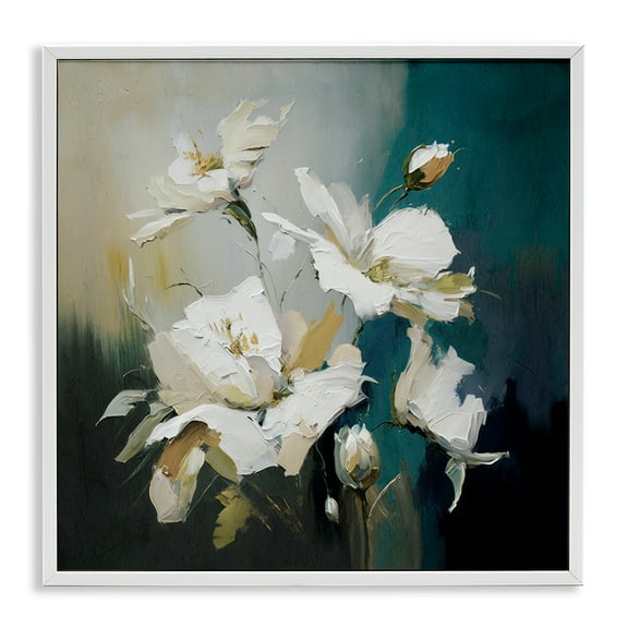 Stupell Industries Painterly Daubed Flowers Plants & Flowers Painting White Framed Art Print Wall Art, 24 x 24