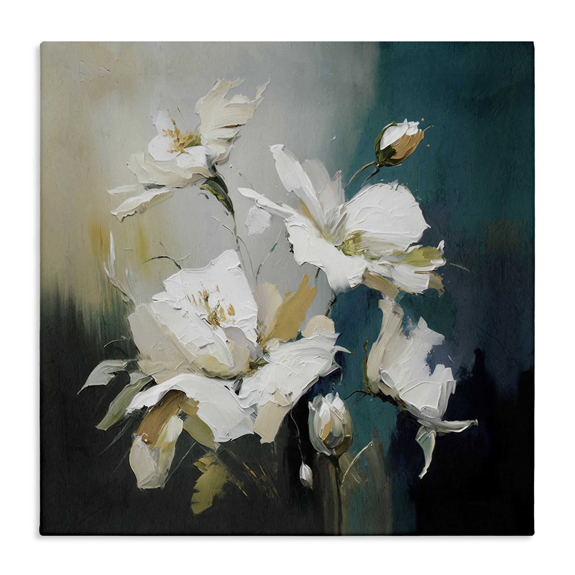 Stupell Industries Painterly Daubed Flowers Plants & Flowers Painting Wrapped Canvas Art Print Wall Art, 24 x 24
