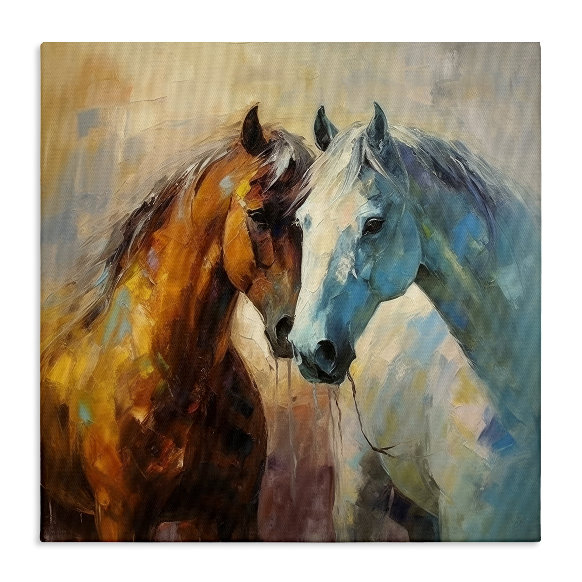 Stupell Industries Painterly Horse Pair Animals & Insects Painting Gallery Wrapped Canvas Art Print Wall Art, 30 x 30