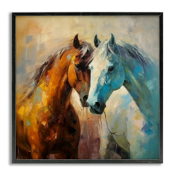 Stupell Industries Painterly Horse Pair Animals & Insects Painting Gray Framed Art Print Wall Art, 17 x 17
